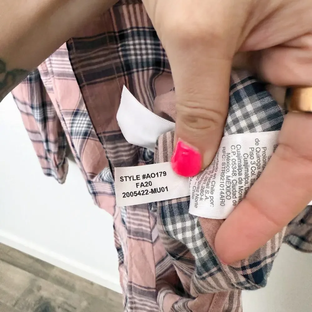 [J. Crew] Pink Plaid Print Slim Fit Flex Washed Button Down Shirt Cotton Size XL